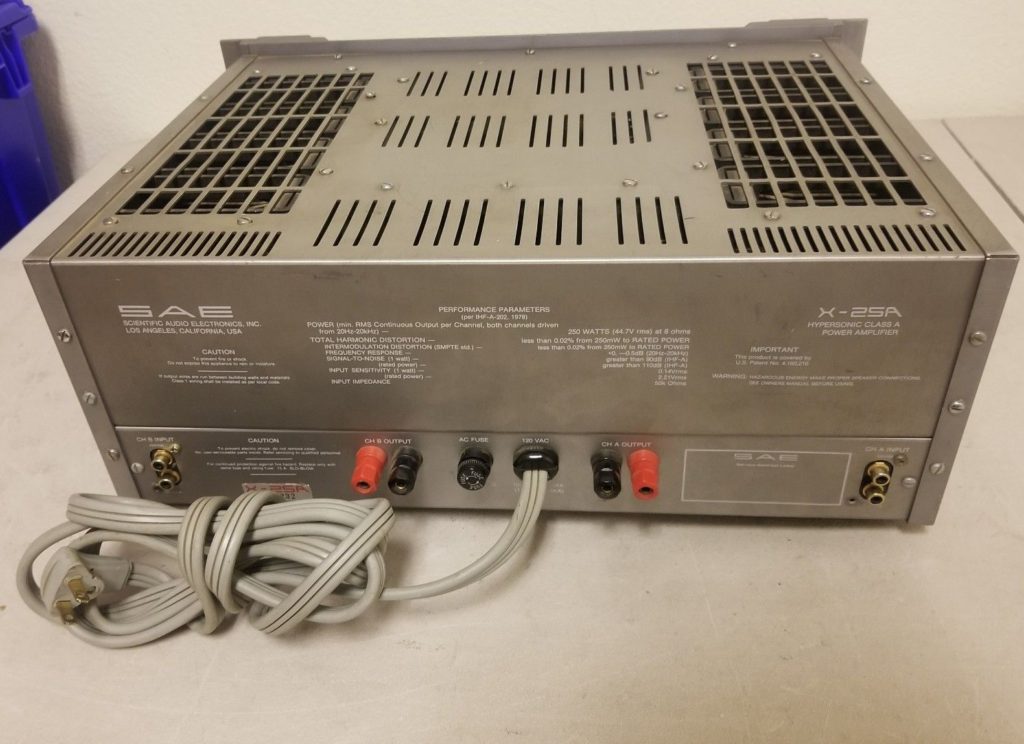 SAE X25A X 25A Hypersonic Class A Power Amplifier Audiophile News